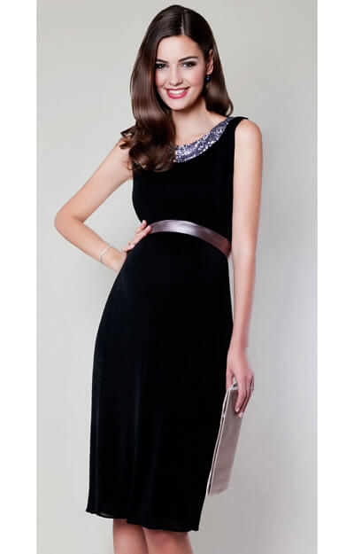 Lana Sequin Maternity Dress (Black) by Tiffany Rose