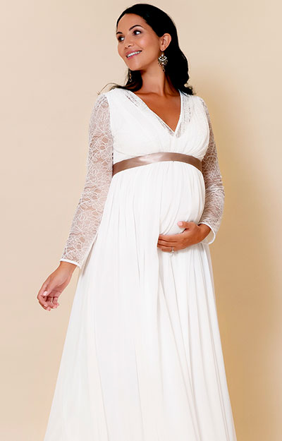 Leah Lace Chiffon Maternity Wedding Gown Ivory White - Maternity ...