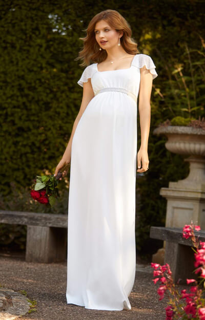 Perlenbesticktes Schwangerschafts-Brautkleid Lorelei (Ivory) by Tiffany Rose