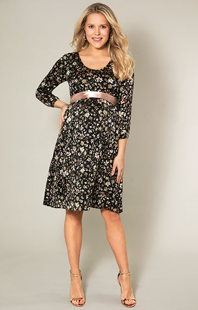 Lucy Maternity Dress Black Floral Blush by Tiffany Rose