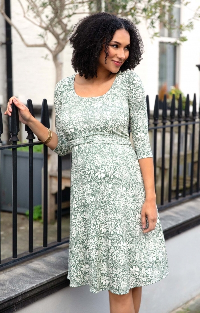 Naomi Nursing Dress (Botanical Green) by Tiffany Rose