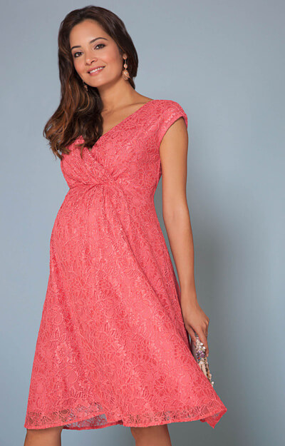 Nicola Lace Dress in Coral Blush - Maternity Wedding Dresses, Evening ...