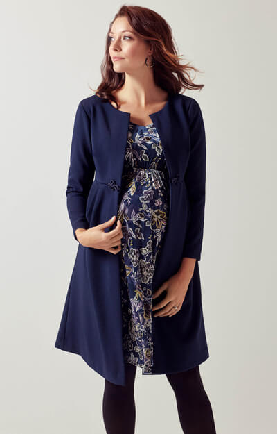 Roma Maternity Dress Coat Midnight Blue by Tiffany Rose