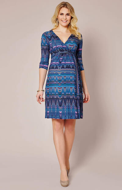 Saffron Maternity Dress Aztec Blue by Tiffany Rose