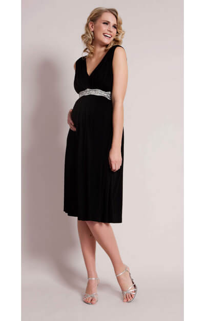 Smooth Gather Maternity Dress (Black) by Tiffany Rose