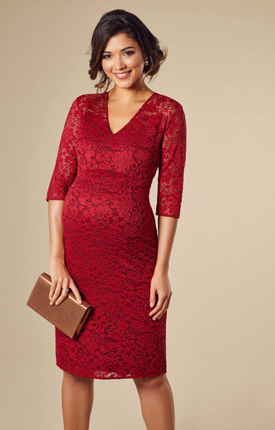 Suzie Maternity Dress Short Deep Red by Tiffany Rose