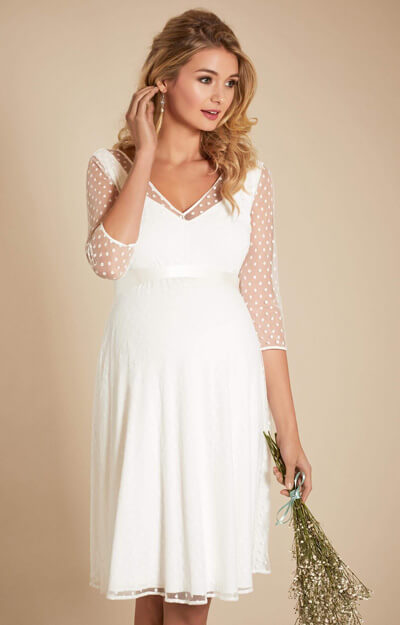 Silvia Polka Dot Maternity Dress Ivory by Tiffany Rose