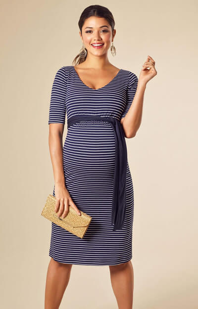 Tilly Shift Maternity Dress Navy Stripe - Maternity Wedding Dresses ...