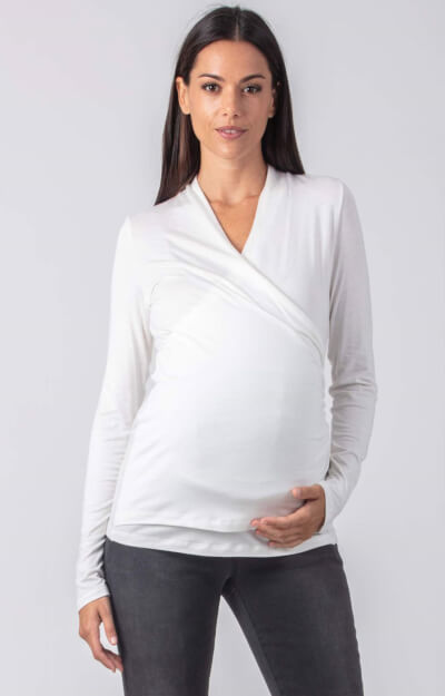 Jennifer Crossover Maternity and Nursing Top (Ivory) by Tiffany Rose