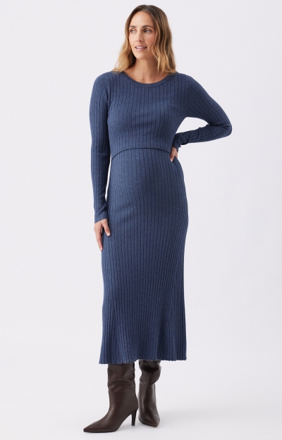 Eden Knit Nursing Dress (Denim Marle) by Tiffany Rose