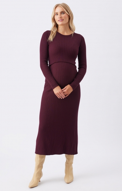 Eden Knit Nursing Dress (Maroon) by Tiffany Rose