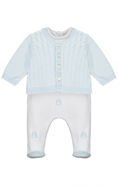 Archer Boys Babygrow & Cardigan Set (Pale Blue) by Tiffany Rose