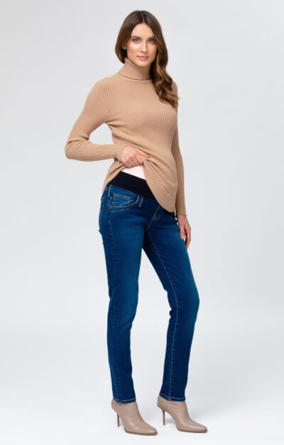 Umstandsjeans Gia gerades Bein (Medium Stone Wash) by Tiffany Rose