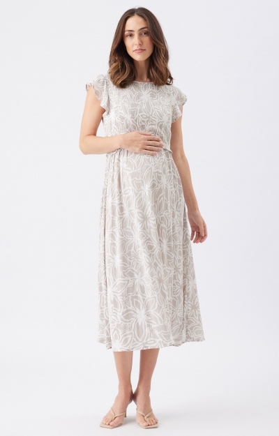 Alona Nursing Dress (Sand/White) by Tiffany Rose