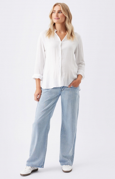 Billie Elastic Waist Maternity Jean (Light Wash) by Tiffany Rose