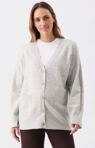 Chelsea V-Neck Cardigan (Silver Marle) by Tiffany Rose