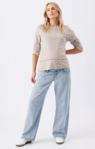 Claudette Nursing Top (Taupe/White) by Tiffany Rose