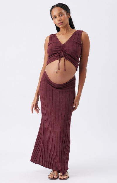 Charli Rib Knit Skirt (Maroon) by Tiffany Rose