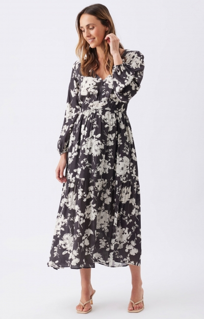 Drew Maxi Dress (Black/White) by Tiffany Rose