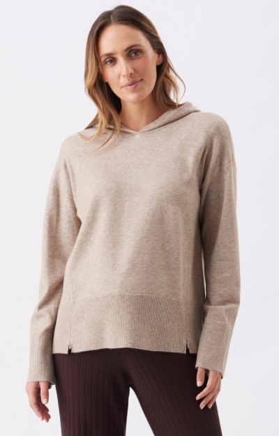 Finley Nursing Knit Hoodie (Latte) by Tiffany Rose