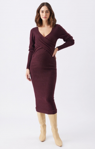Heidi Nursing Knit Dress (Burgundy) by Tiffany Rose