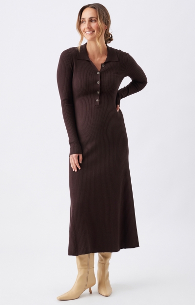 Hollie Polo Knit Dress (Cocoa) by Tiffany Rose
