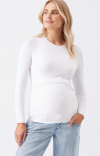 Luxe Knit Nursing Top (White) by Tiffany Rose