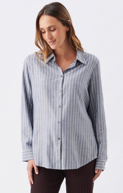 Millie Button Up Shirt (Denim/White) by Tiffany Rose