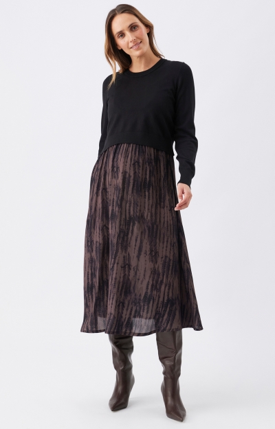 Maia Detachable Nursing Dress (Black/Mocha) by Tiffany Rose