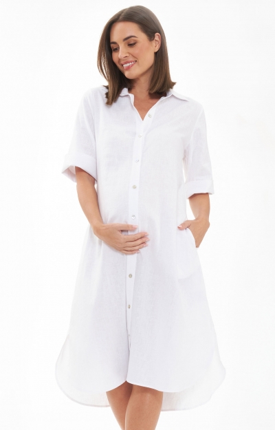 Molly Linen Maternity and Nursing Shirt Dress by Tiffany Rose