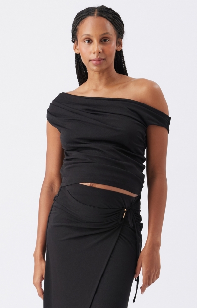 Rhi Off Shoulder Top (Black) by Tiffany Rose