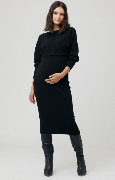 Sloane Knit Maternity Dress (Black) by Tiffany Rose