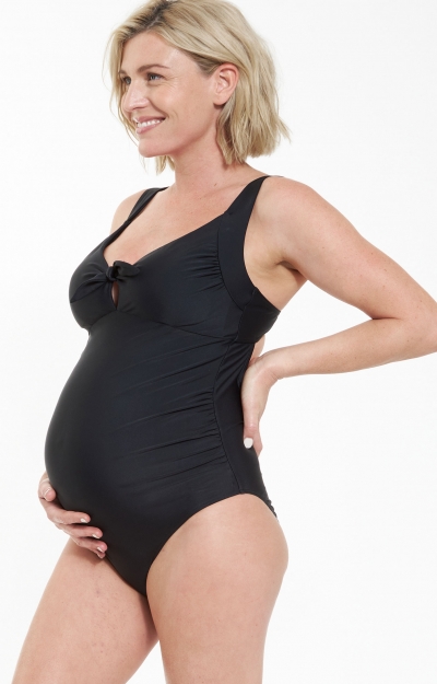 Tie Front One Piece Maternity Swimsuit by Tiffany Rose