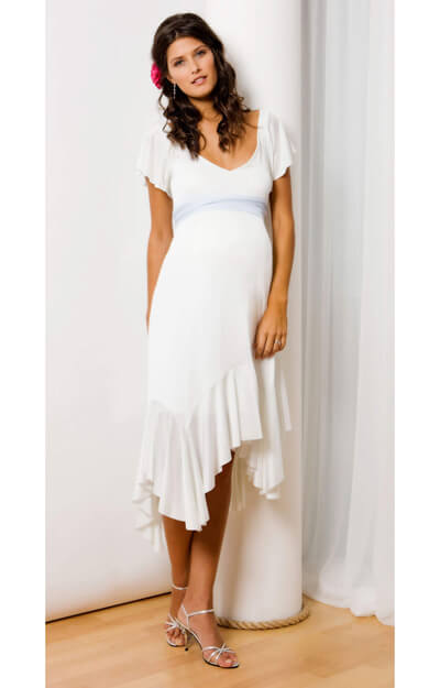 Valencia Maternity Dress (White) by Tiffany Rose