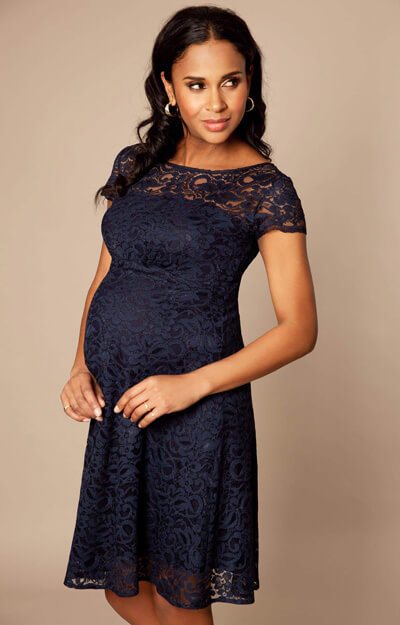 Viola Lace Maternity Dress Short Navy - Maternity Wedding Dresses ...