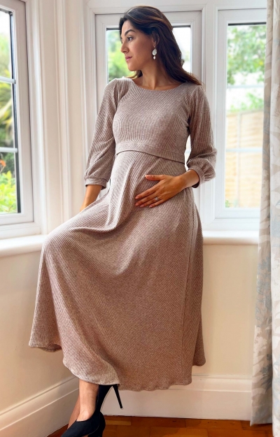 Vivian Maternity & Nursing Dress Sparkle Chocolate by Tiffany Rose