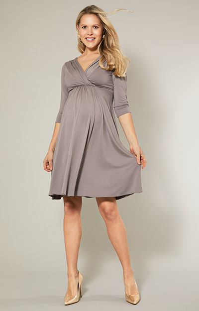 Willow Maternity and Nursing Dress Taupe Grey by Tiffany Rose