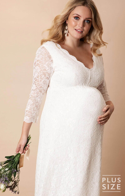 Chloe Lace Plus Size Maternity Wedding Gown Ivory - Maternity Wedding ...