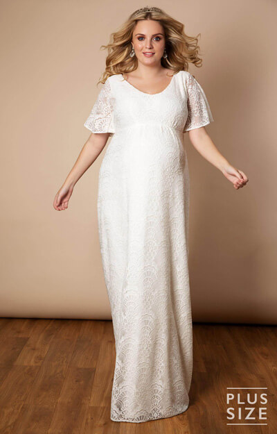 Edith Kimono Plus Size Maternity Wedding Gown Ivory by Tiffany Rose