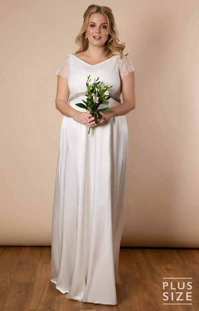 Umstandsbrautkleid Eleanor lang in plus size Elfenbein / Weiß by Tiffany Rose