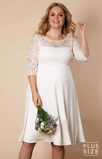 Umstandsbrautkleid Lucia kurz in plus size Elfenbein / Weiß by Tiffany Rose