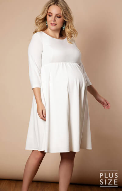 Sienna Maternity Plus Size Dress Short Cream - Maternity Wedding ...
