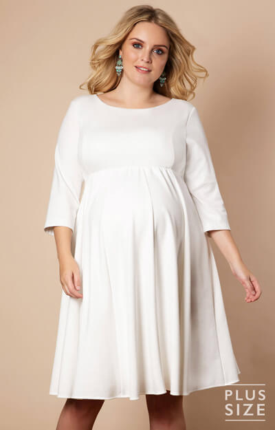 Sienna Maternity Plus Size Dress Short Cream by Tiffany Rose