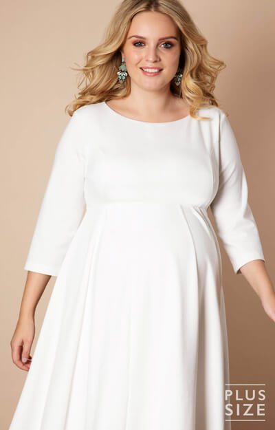 Sienna Maternity Plus Size Dress Short Cream - Maternity Wedding ...