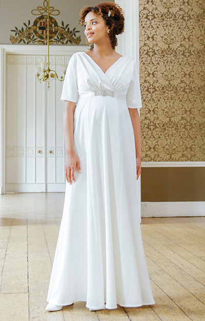 Robe de Mariée Maternité Zoey longue en Ivoire Satiné by Tiffany Rose