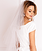 Cut Edge Wedding Veil Long (Ivory White / Jewel Trim) by Tiffany Rose