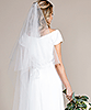 Hochzeitsschleier mit Schnittkante lang (Elfenbein Weiß mit Schmuck-Kamm) by Tiffany Rose
