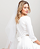 Cut Edge Wedding Veil Short (Ivory White / Jewel Trim) by Tiffany Rose