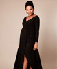Isabella Long Maternity Gown with sleeves in Glitter Black by Tiffany Rose