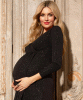 Isabella Long Maternity Gown with sleeves in Glitter Black by Tiffany Rose